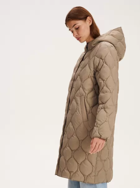 Quantit�� Ladies` Coat, Coats, Zielony, Reserved Donna Beige Cappotti E Giacche