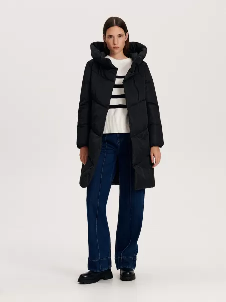 Nero Ladies` Coat, Eco Aware, Czarny, Reserved Cappotti E Giacche Marchio Donna