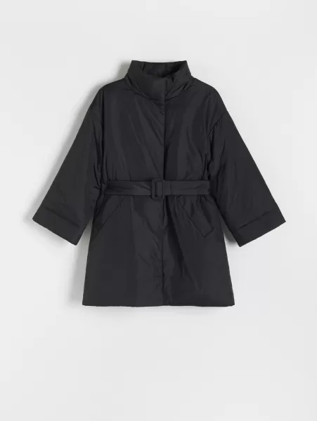 Cappotti E Giacche Nero Donna Ladies` Coat &Amp; Belt, C120797, Czarny, Reserved Prodotto