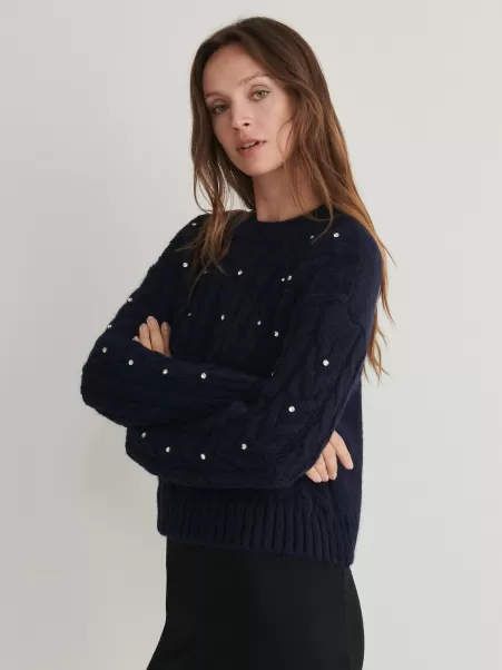 Maglioni Domanda Blu Ladies` Sweater, Coming Soon, Granatowy, Reserved Donna