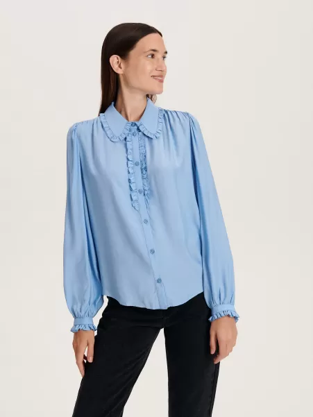 Durata Donna Camicia Con Dettaglio Arricciato Camicie, Maglie Reserved Blu