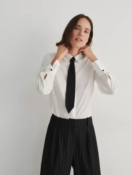 Camicia Con Cravatta Bianco Reserved Donna Consigliare Camicie, Maglie