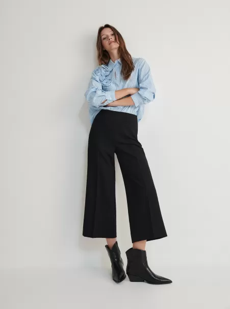 Donna Pantaloni Pantaloni Culotte Nero Design Reserved