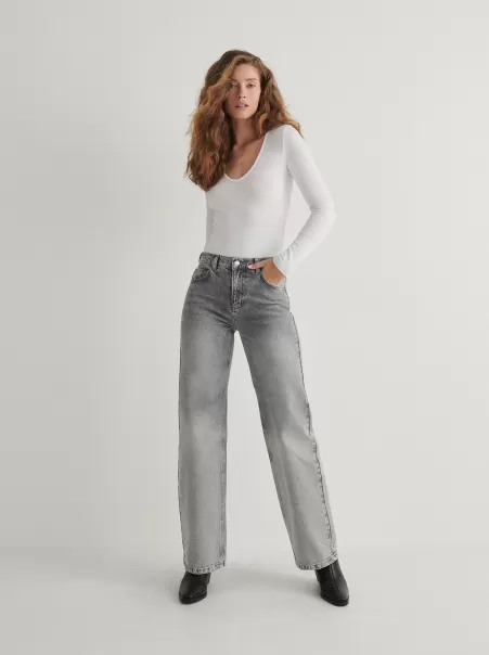 Negozio Online Donna Reserved Grigio Jeans Con Effetto Metallizzato Jeans