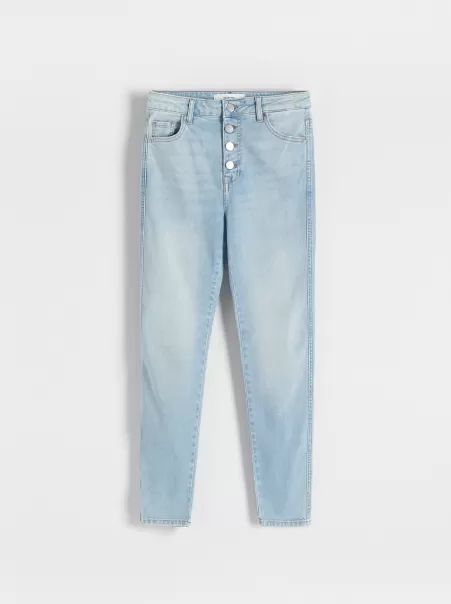 Reserved Blu Economico Jeans Donna Jeans Slim A Vita Alta