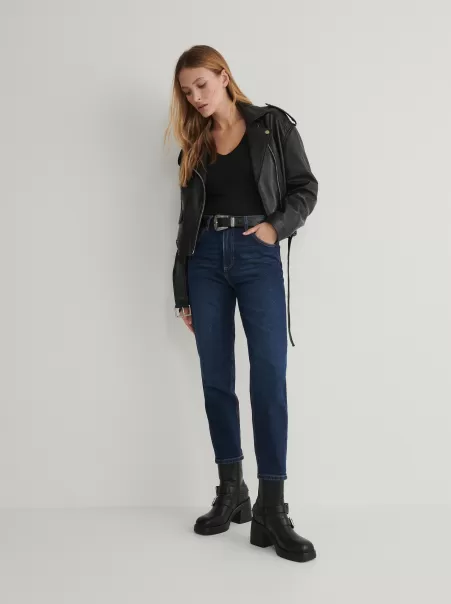 Jeans Donna Jeans Mom Fit Reserved Blu Mercato