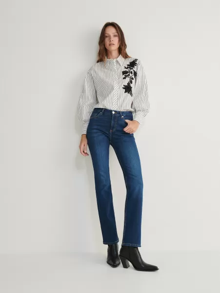 Jeans Reserved Donna Jeans Mid Rise Blu Offerta
