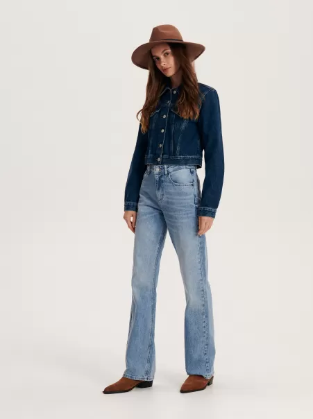 Reserved Blu Jeans A Gamba Larga Wide Leg A Vita Media Donna Jeans Moda