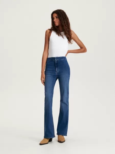 Reso Blu Reserved Jeans Skinny Flare Jeans Donna