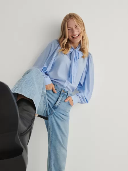 Donna Jeans Blu Jeans Dritti Straight Vita Alta Classico Reserved