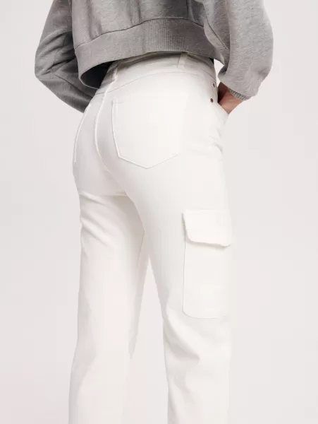 Jeans Pantaloni Straight Reserved Servizio Donna Bianco