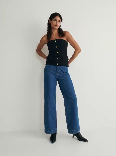 Donna Reserved Ladies` Jeans Trousers & Belt Lussuoso Blu Jeans
