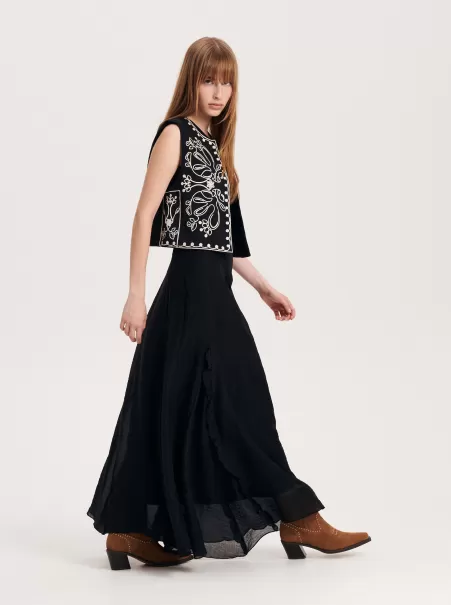 Reserved Maxi Gonna In Lyocell Nero Donna Gonne Sicurezza