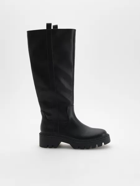Nero Donna Imitation Leather Boots Acquisto Reserved Scarpe