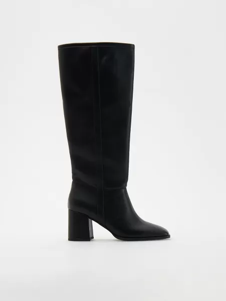 Garantire Nero Scarpe Imitation Leather Boots Donna Reserved