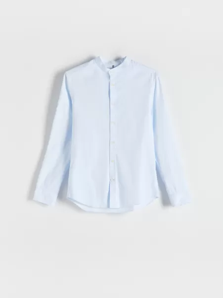 Uomo Reserved Camicie Negozio Camicia Super Slim Fit Con Colletto Rigido Azzurro