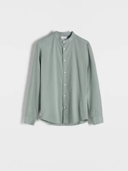 Uomo Camicie Promozione Camicia Super Slim Fit Con Colletto Rigido Reserved Verde
