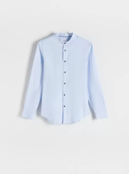 Uomo Blu Reserved Camicia Slim Con Colletto Rigido Camicie Qualit��