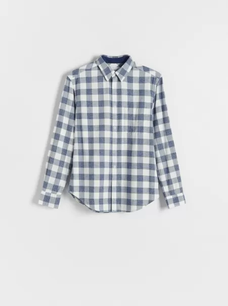 Economico Reserved Camicie Blu Camicia Regular Fit A Quadri Uomo