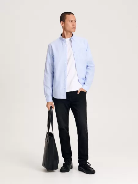Blu Reserved Camicia Regular Fit In Cotone Uomo Consigliare Camicie