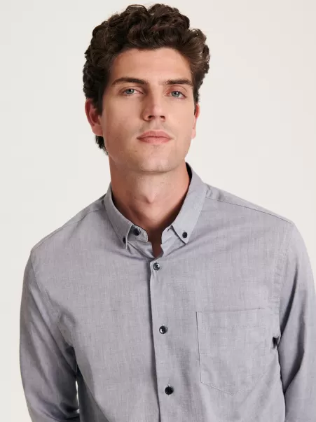 Grigio Camicie Reserved Camicia Regular Fit In Cotone Economico Uomo