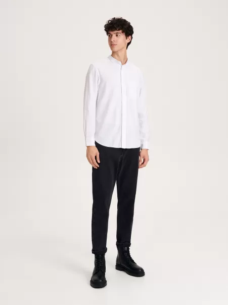 Bianco Lussuoso Uomo Camicia Regular Fit Con Colletto Rigido Camicie Reserved