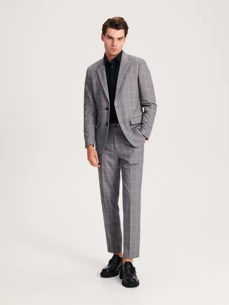 Carrot Trousers In Check Reserved Grigio Affidabilit�� Uomo Pantaloni