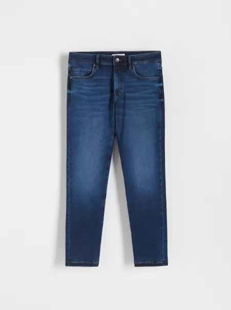 Blu Reserved Jeans Uomo Jeans Slim Con Effetto Slavato In Linea