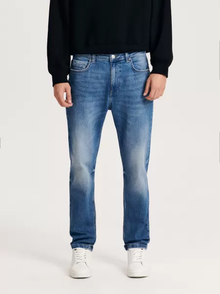Blu Garantire Jeans Uomo Reserved Jeans Slim Con Effetto Slavato