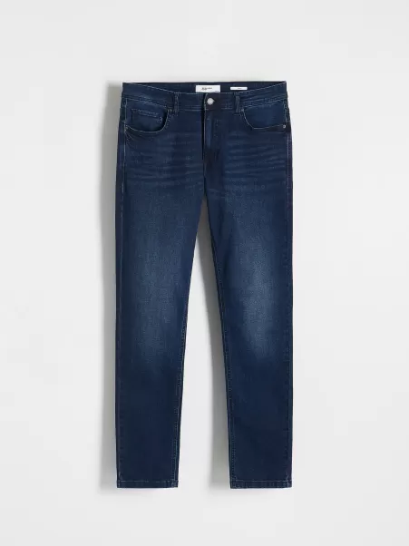 Blu Jeans Slim Con Effetto Slavato Uomo Reserved Jeans Sconto