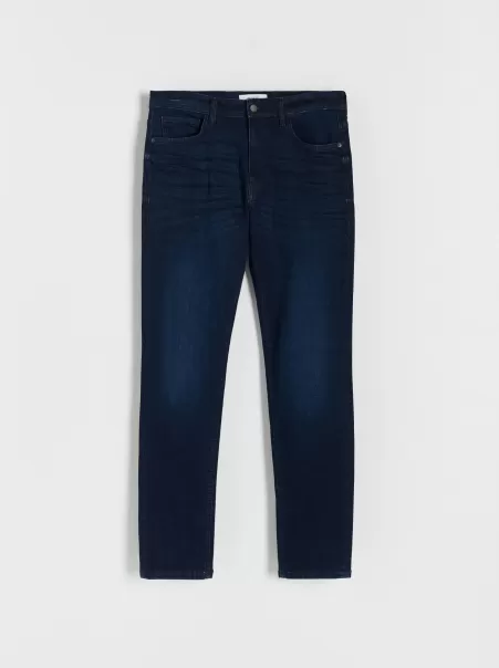 Impeccabile Uomo Jeans Reserved Blu Jeans Slim Con Effetto Slavato