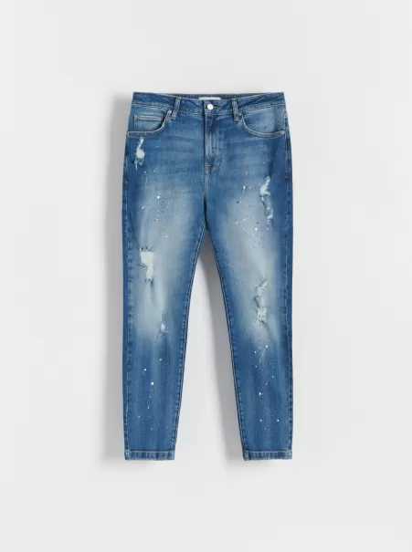 Reserved Uomo Jeans Lussuoso Blu Jeans Carrot Slim