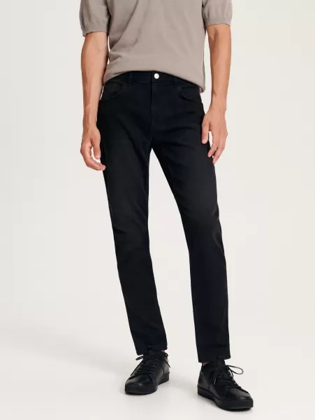 Nero Reserved Uomo Premium Quality Negozio Jeans Slim Con Effetto Slavato