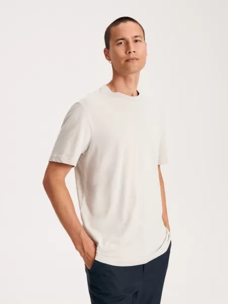 Premium Quality Esclusivo Uomo T-Shirt Regular Fit In Misto Seta Reserved Beige