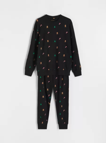 Reserved Abbigliamento Notte Uomo Men`s Pyjama Nero Moderno